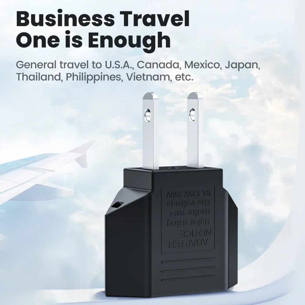 Elough US To EU Converter Plugs US America To EU European Power Adapter Travel Converter 4.0mm American To Europe Plug Adapter
