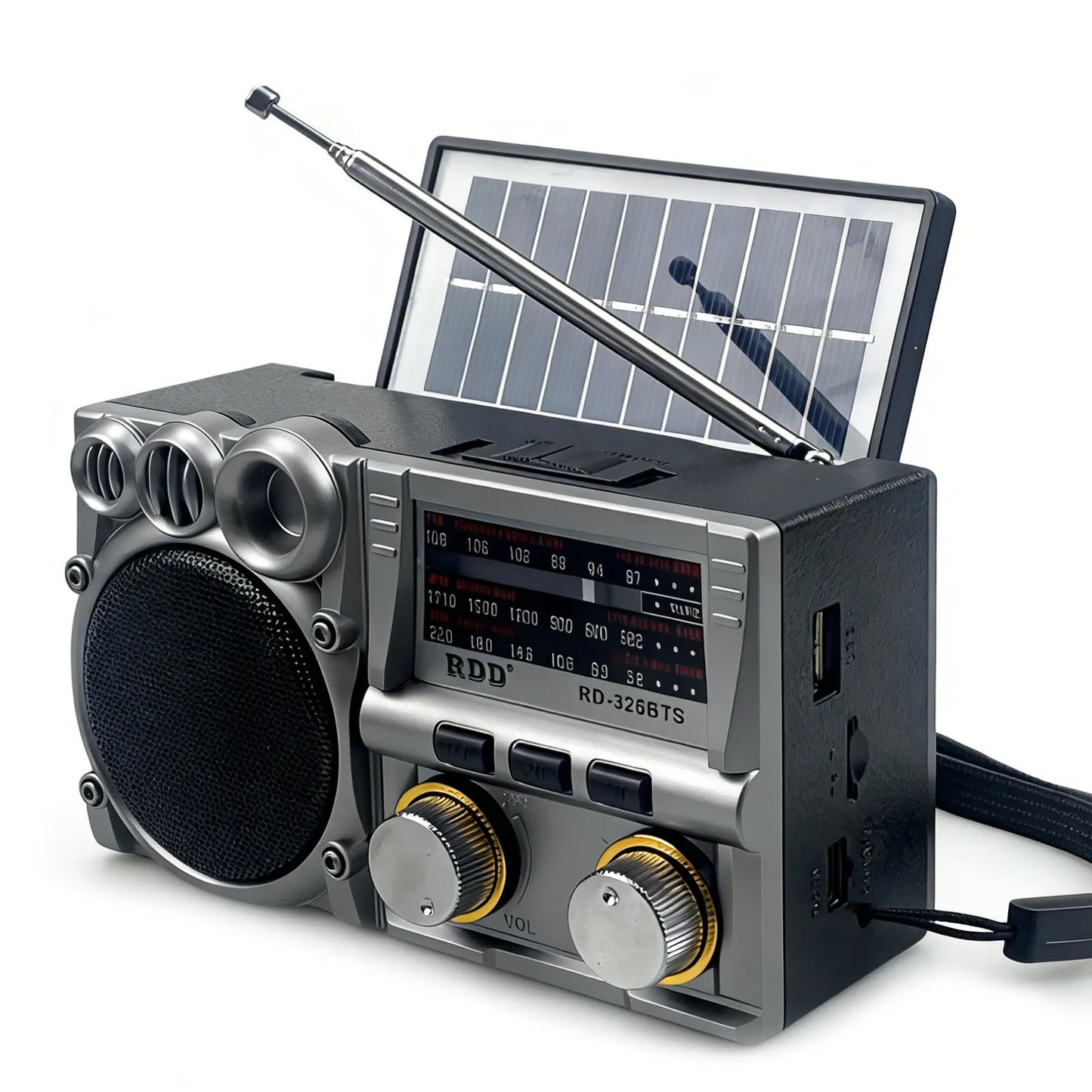 Portable FM AM SW Radio Solar  Radio Receiver Bluetooth Speaker TF Card USB Drive MP3 Music Player Rechargeable Battery