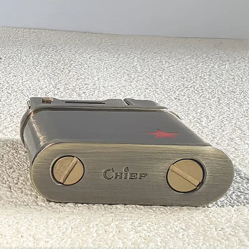 CHIEF Vintage Red Star Lighter - Military Style, One-Click Ignition, Windproof, Perfect Gift for Collectors