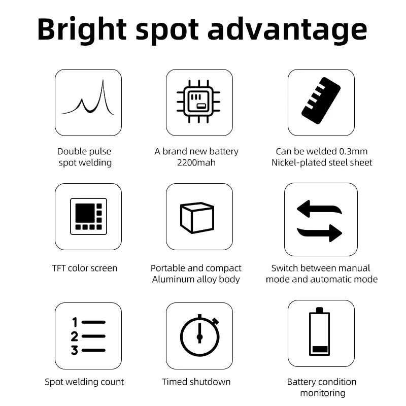 FS01 11 Gears Adjustable Spot Welder Handheld Battery Spot Welding Tool Weldable 0.3MM Nickel Belt 18650 Lithium Battery