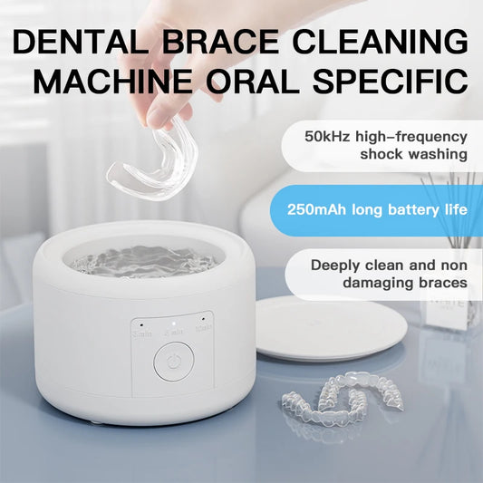 Ultrasonic Cleaner Machine, USB rechargeable for Dentures Retainer Mouth Guard Aligner Whitening Trays Personal Oral Supplies