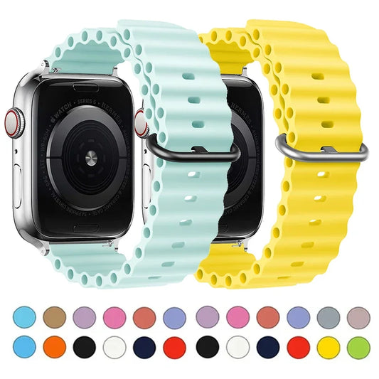 Ocean Band for Apple watch Ultra Series 10 9 7 8 5 6 SE 49mm 45mm 46mm 42mm 44mm 40mm 41mm Silicone bracelet correa iWatch Strap