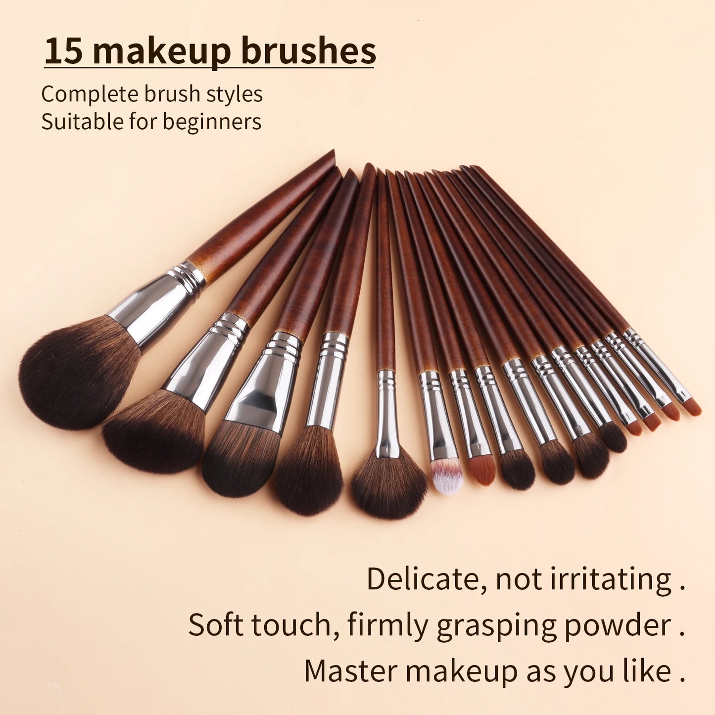 15PCS Makeup Brushes Set Premium Synthetic Kabuki Foundation Concealers Powder Blush Blending Face Eye Shadows Brush Set