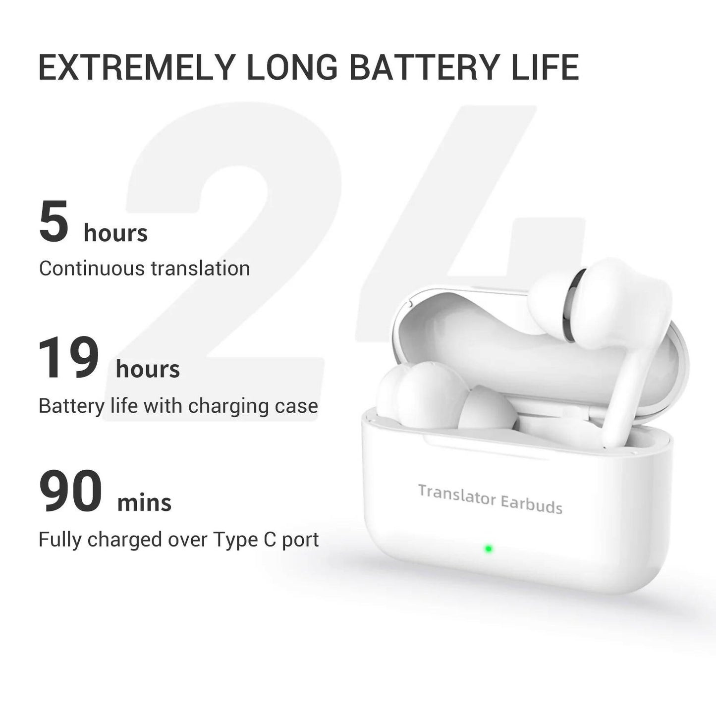 Wooask M6 Language Translator Earbuds, Two-Way Translator Device with APP for 144 Languages and 8 Offline Translation Package