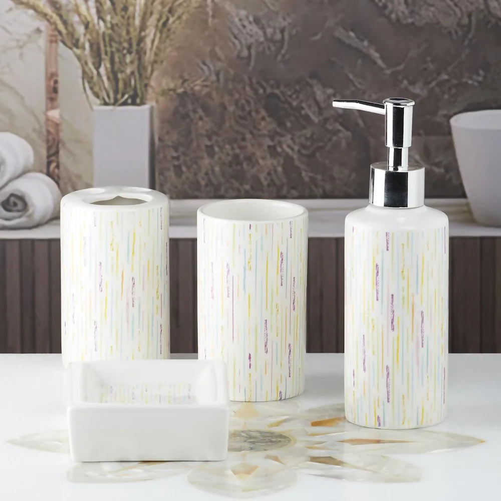 4pc Decorated Bathroom Accessory Set