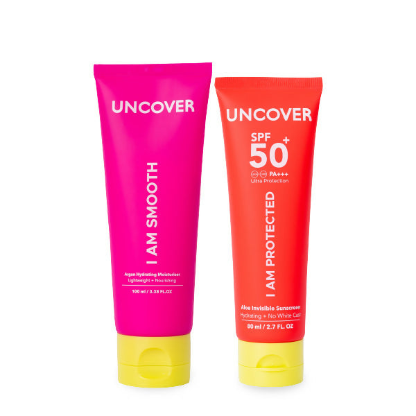 Uncover Hydrate and Protect Duo - Argan Hydrating Moisturizer 100ml + Aloe Invisible Sunscreen 80ml