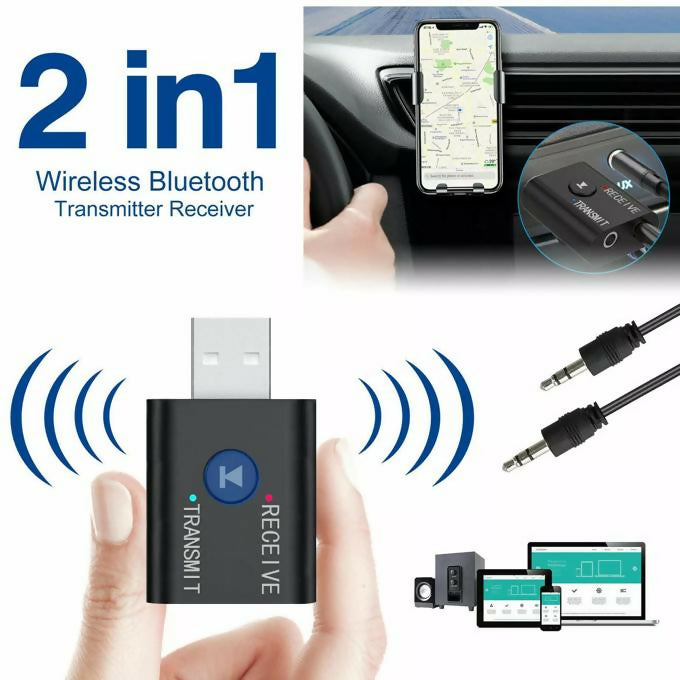 TV PC Car Mini 3.5mm Bluetooth 5.0 + EDR Transmitter Receiver USB Audio Stereo Adapter