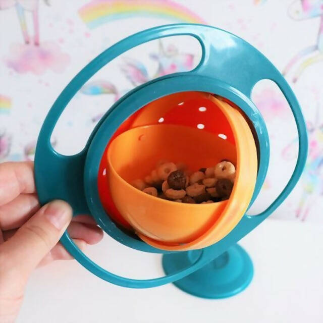 Baby Gyro Bowl, Anti-Spill Bowl for Kids, 360 Degree Rotation Spill Resistant Gyroscopic Bowl with Lid