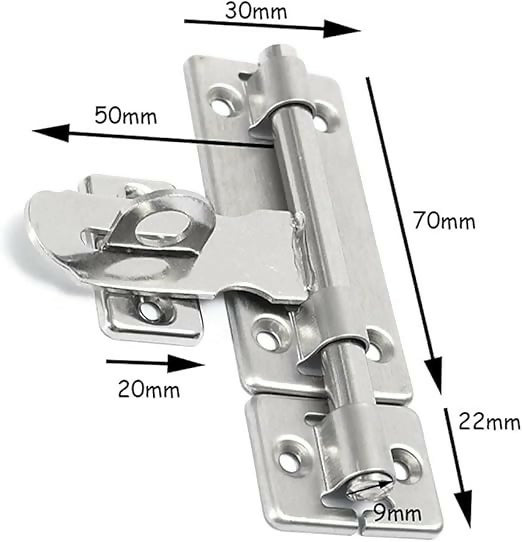 Youmei 8" Stainless Steel Barrel Bolt Latch Hasp Kit