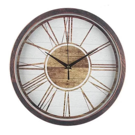 Wall Clock With Roman Numerals – Wooden Look 30cm