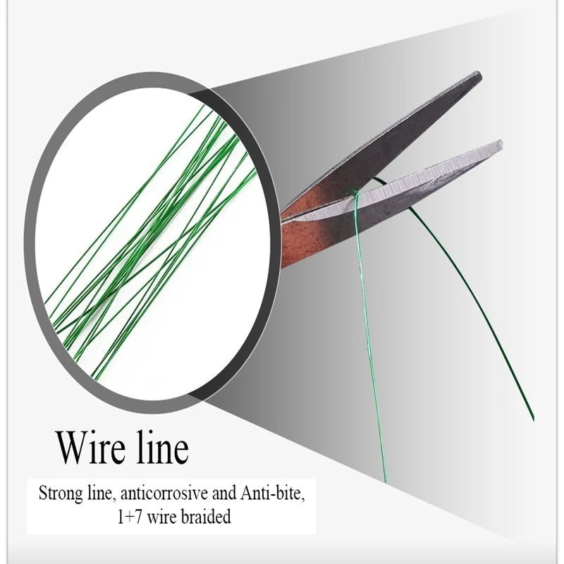 FLYSAND Anti Bite Steel Fishing Line Steel Wire Leader WIth #1 Hook With Swivel 50LB 20Pcs/Bag 3 Colors Fishing Tackle Gear