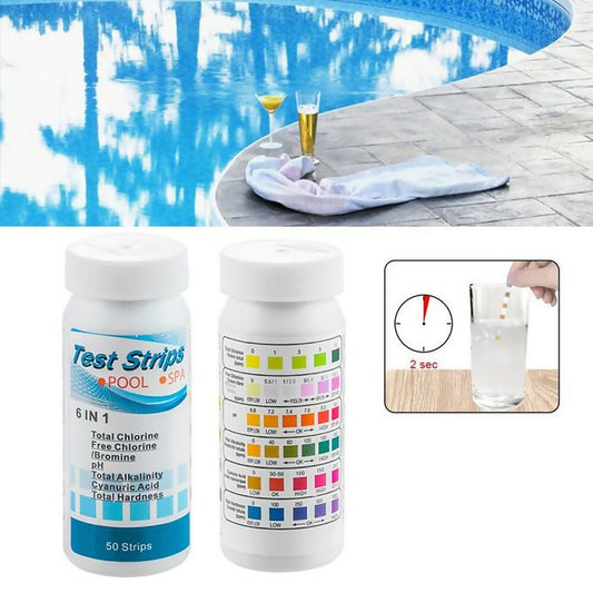 50Pcs/Box 6 In1 Swimming Pool PH Test Paper