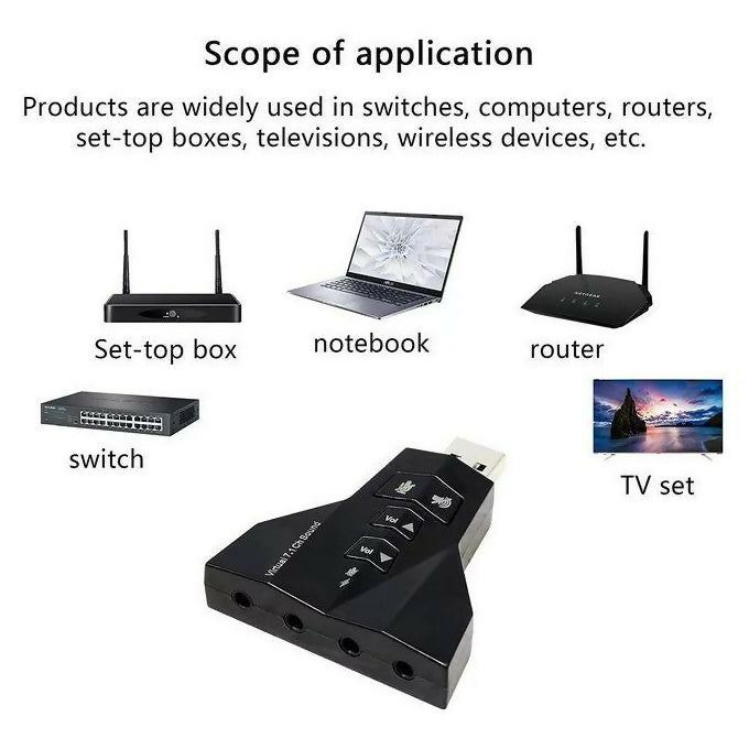 USB to 3.5mm External Sound Card Adapter Virtual