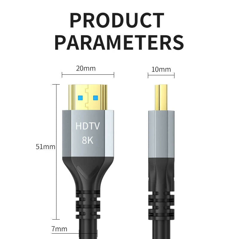 8K HDMI 2.1 Cable 4K@120Hz 8K@60Hz 48Gbps EARC ARC HDCP Ultra High Speed HDR For RTX Video Cable PC Laptop Projector HD TV PS5