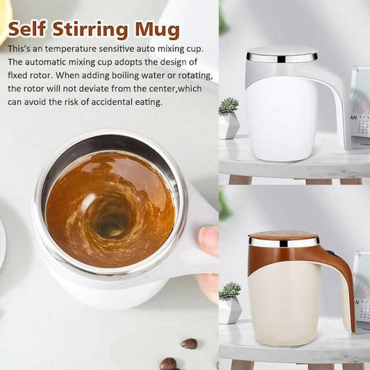 Electric Stirring Coffee Mug, Self Stirring Mug, Rotating Mixing Cup for Home, Electric Stainless Steel Self Mixing Coffee Mug, Suitable for Coffee, Milk, Cocoa