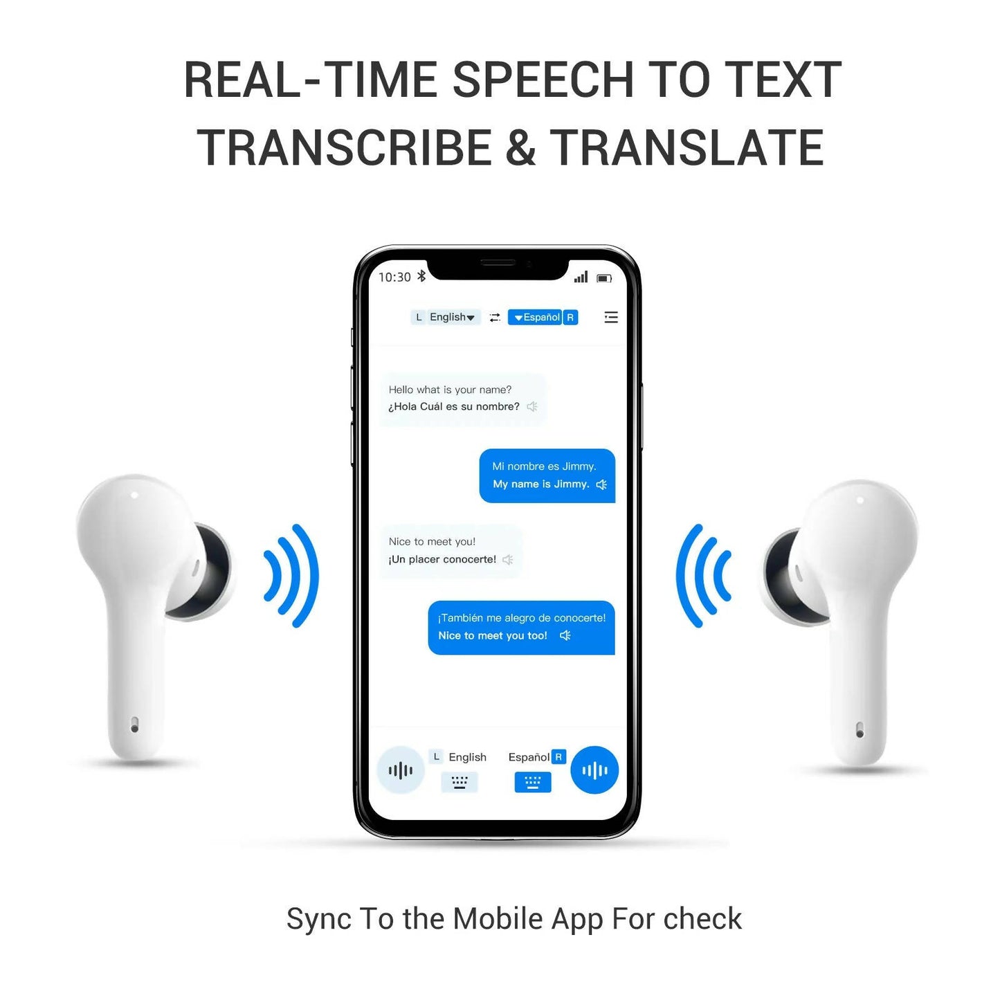 Wooask M6 Language Translator Earbuds, Two-Way Translator Device with APP for 144 Languages and 8 Offline Translation Package