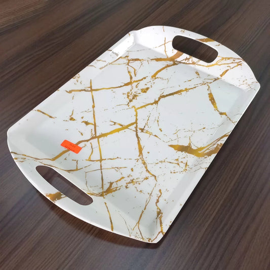 Melamine Serving Tray with Gold Splatter Design