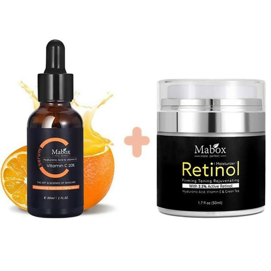 Mabox Vitamin C Face Serum & Mabox Retinol Moisturizer Cream