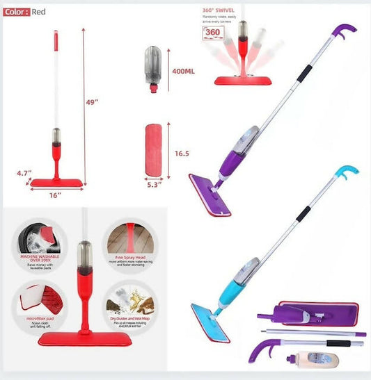 Spray Mop with 360 Degree Handle Mop, Wood Floor Mops with Spray for Floor Cleaning, Flat Dust Mop for Hardwood(400 ml)