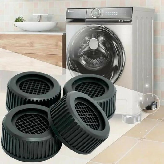 4pcs Reinforced Anti-Vibration Stands Multifunctional Shock Pad for Washing Machine Refrigerator - Black