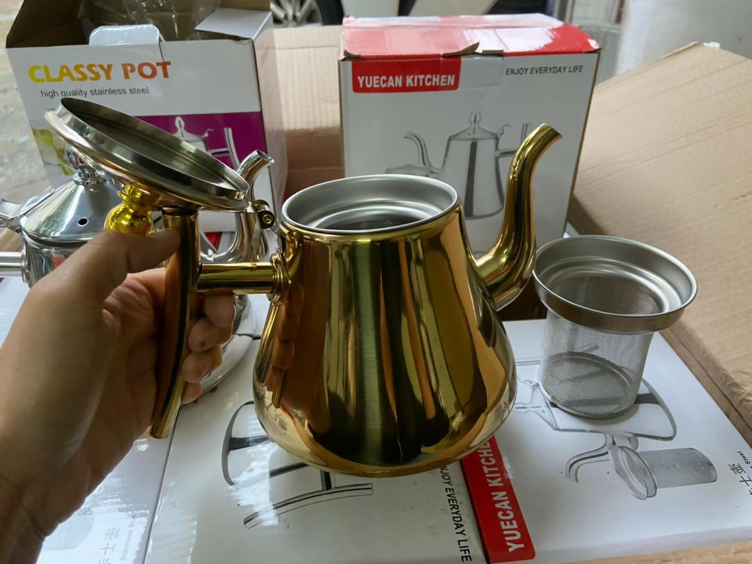 stainless steel teapot with infusion set,