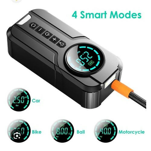 Portable Smart Air Pump With Torch ,Can Be Operated From Smart Phone. Car Cigar Lighter Powered.