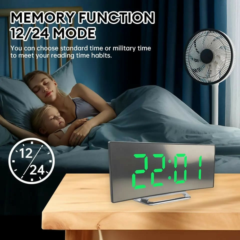 Curved digital alarm clock