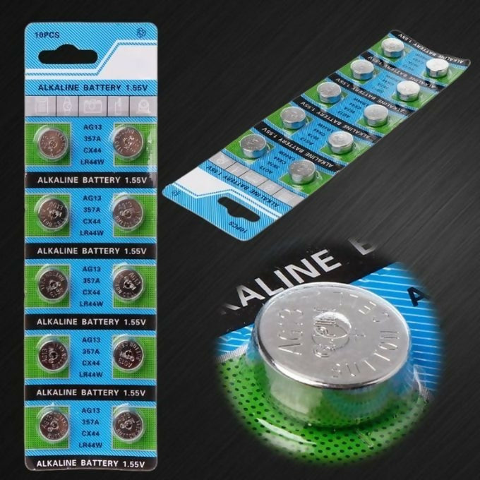 10pcs AG13 A76 LR44 357A S76E G13 Coin Shaped Button Cell Battery 1.55V Alkaline Button Batteries