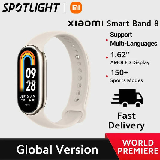 Global Version Xiaomi Smart Band 8 Blood Oxygen Monitor 1.62'' AMOLED Screen 16 Days Battery Life