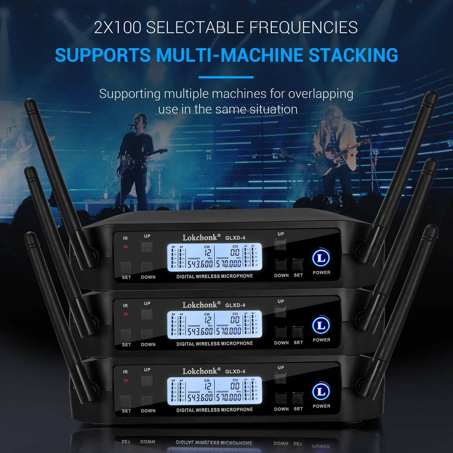 GLXD4 Wireless Microphone System Professional 2 Channels UHF Handheld Dynamic Mic For Stage Speech Wedding Party Church Karaoke