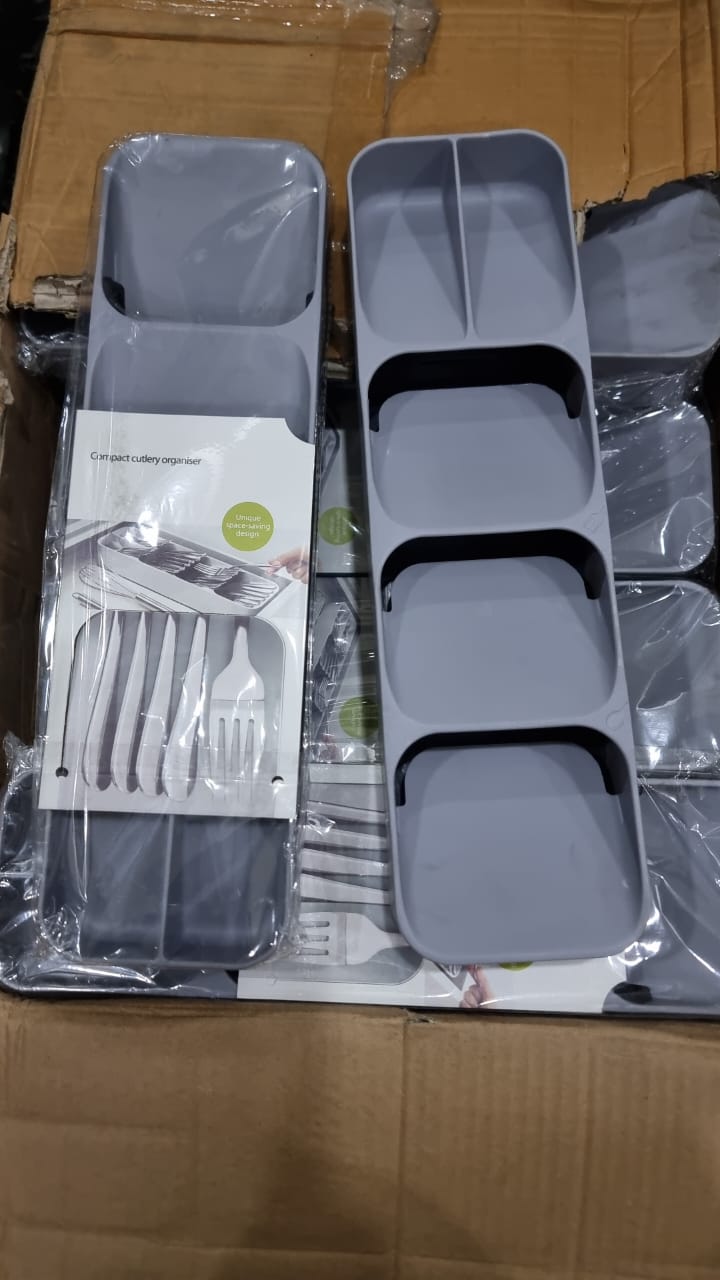 5-Slot Compact Cutlery Organizer – Space-Saving Drawer Tray for Knives, Forks & Spoons (Grey)