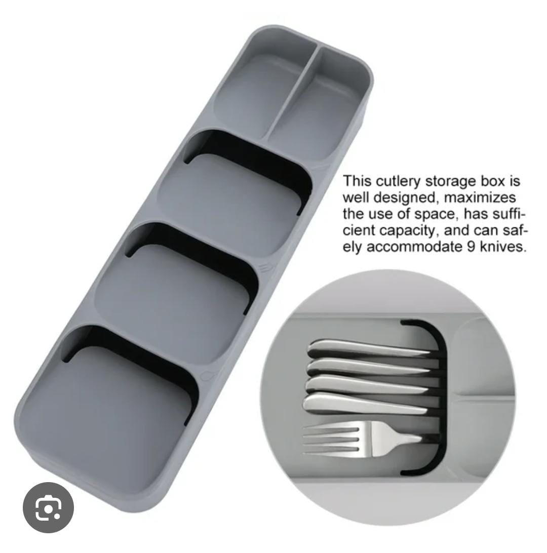 5-Slot Compact Cutlery Organizer – Space-Saving Drawer Tray for Knives, Forks & Spoons (Grey)