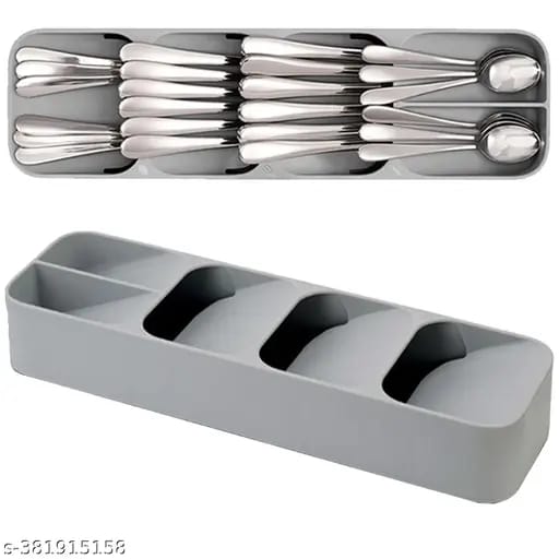 5-Slot Compact Cutlery Organizer – Space-Saving Drawer Tray for Knives, Forks & Spoons (Grey)