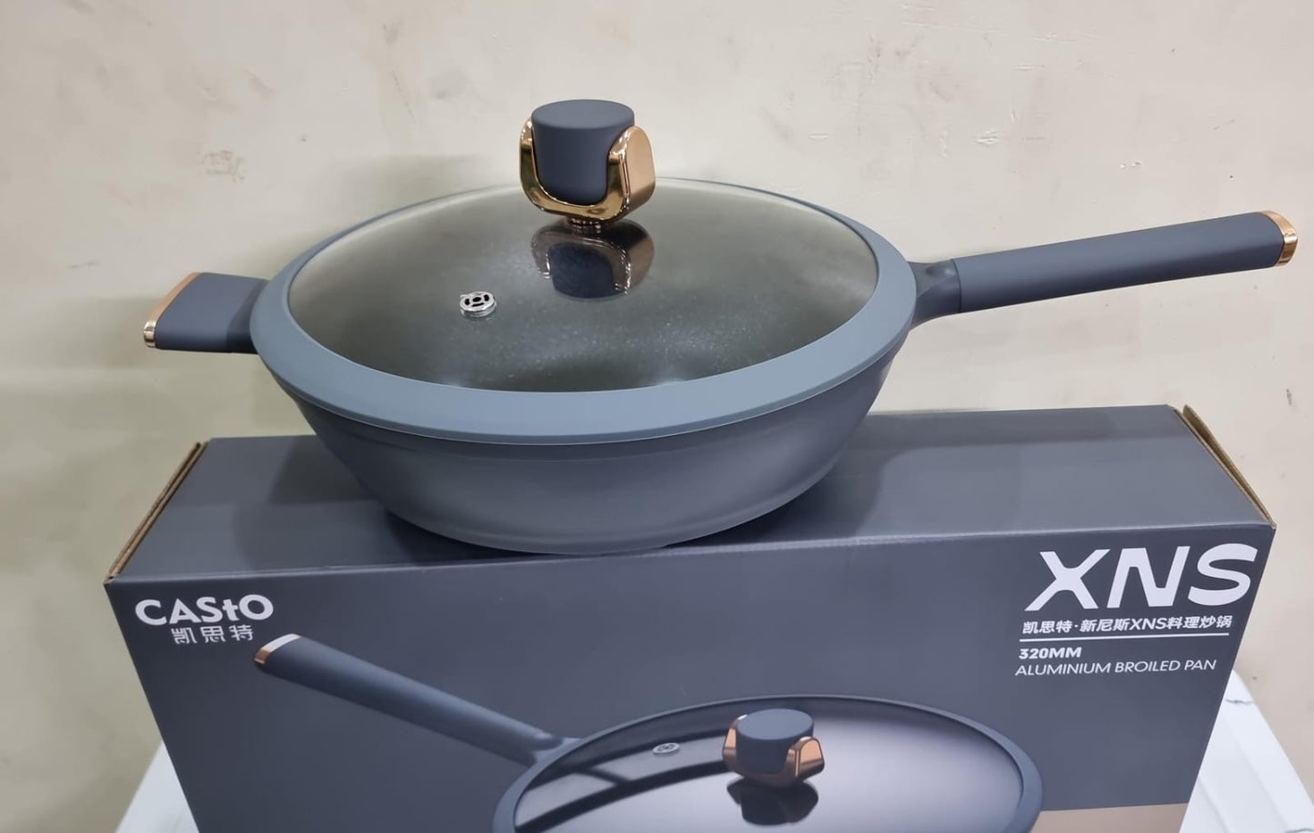 Casto XNS 320mm Nonstick Aluminium Broiled Pan – 6L Large-Capacity, Heavy-Duty Cooking Pan for Gas & Electric Stoves