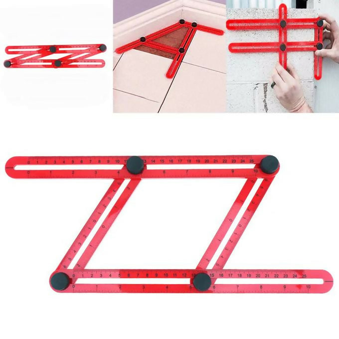 Folding Angle Ruler 10 Inch Multifunction Four-sided Plastic Angle Measuring Tool with 1mm Accuracy for Measuring Wood