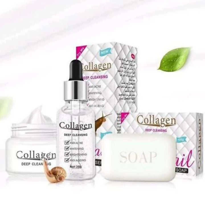 Snail Collagen Face Cream + Face Serum + Beauty Soap