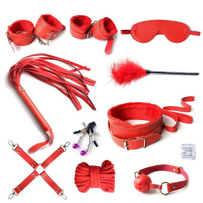 10PCS/set Bondage Set, Whip Hand Cuffs Adult SM Products For Woman Couples Bed