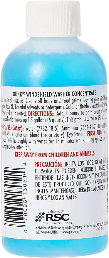 Gunk Concentrated Streak Free Windshield Washer