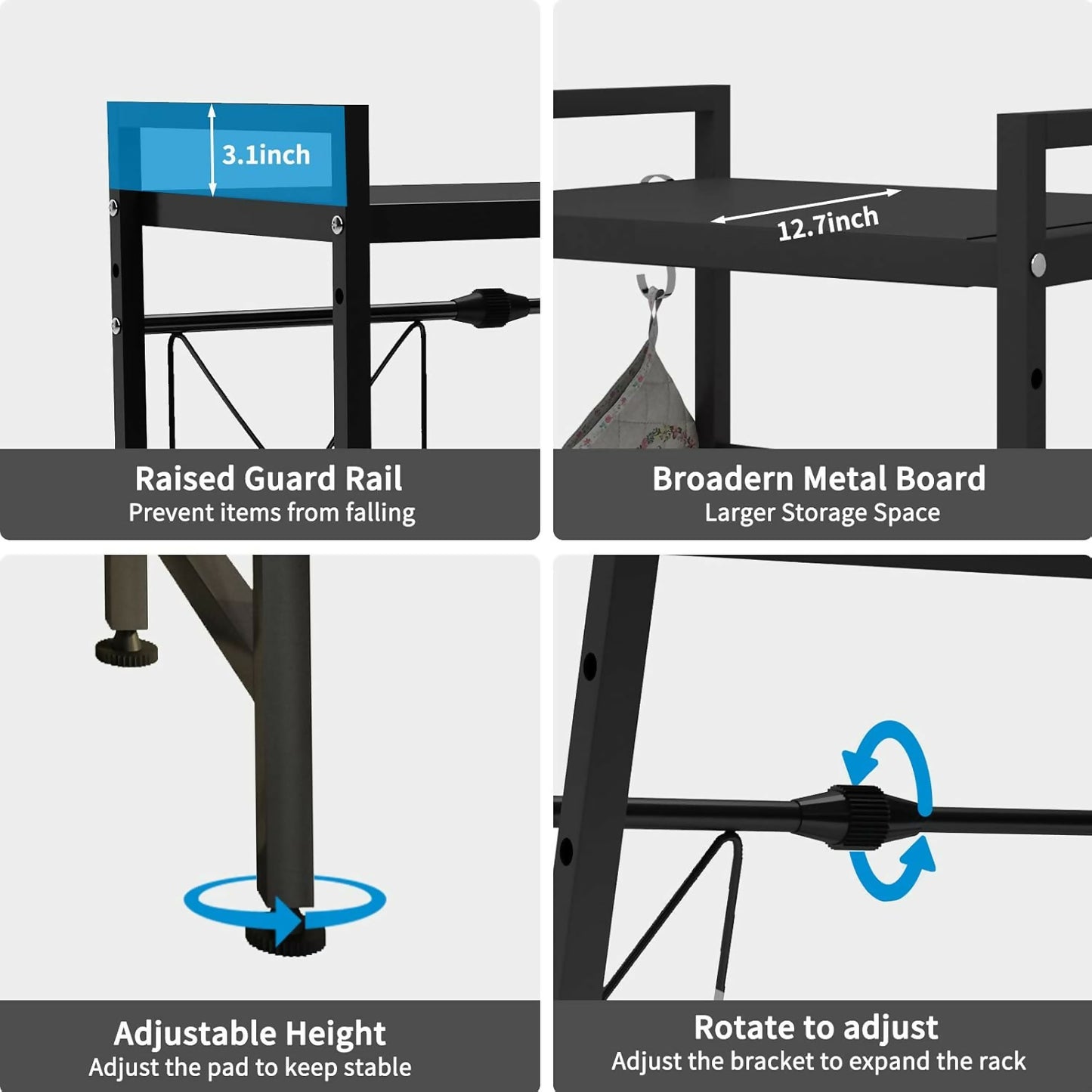 2Tier Heavy Duty Telescopic Adjustable Microwave Stand