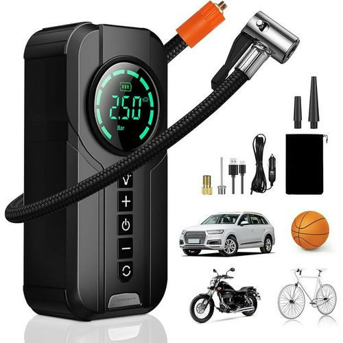 Portable Smart Air Pump With Torch ,Can Be Operated From Smart Phone. Car Cigar Lighter Powered.