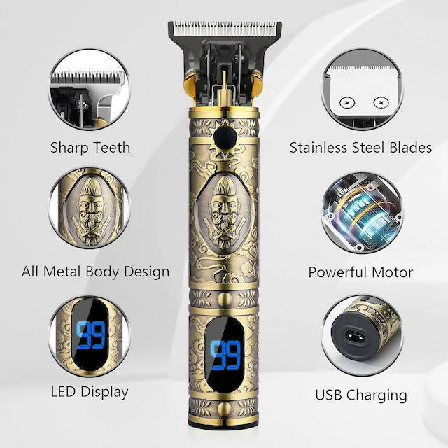 Zero Gapped Cordless Hair Trimmer Professional Haircut & Grooming Kit for Men with Rechargeable LED Display