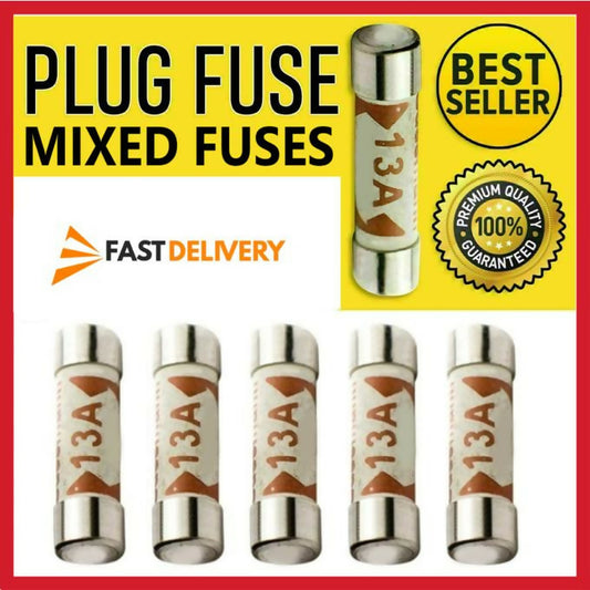 13 Amp Fuse Cartridge Fuses Ceramic Domestic Mains Household Plug