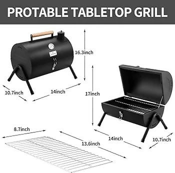 Foldable & Portable Barrel Barbecue Grill with Cover