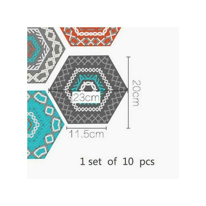 Funlife Home 10Pcs Colored Embroidered Hexagon Wall/Floor Sticker Murals