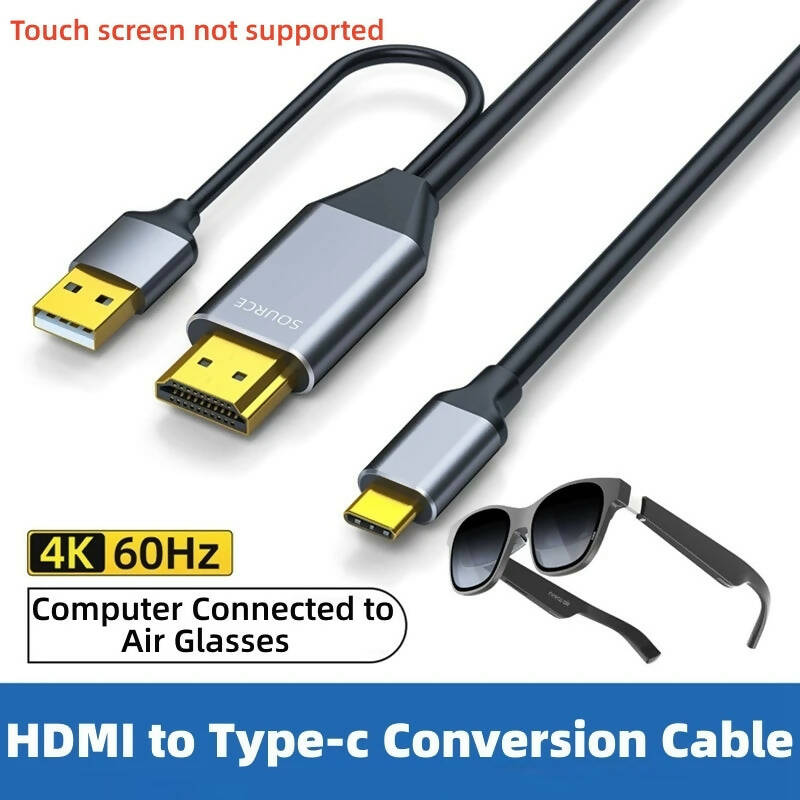 HDMI to USB Type-C Adapter 4K 60Hz Transfer Converter HD Data Connection Cable for Laptop HDMI Connect Type-C Portable Screen