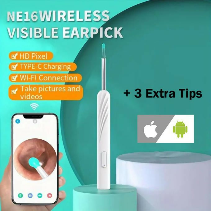 Rechargeable Wireless Smart Ear Cleaner Wax Removal Device Endoscope Buds Picker NE16 - White