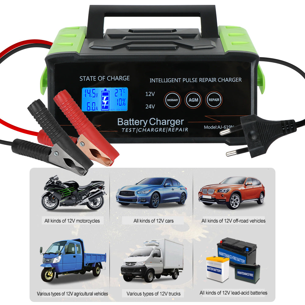For Car Truck Boat Motorcycle 400W 12V-24V Car Repair Tool Trickle Smart Pulse Repair Car Battery Charger Smart Battery Charger