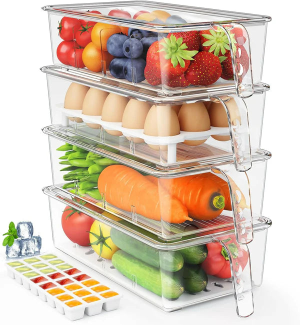 5L Acrylic Refrigerator Storage Container Box with Handle Organiser