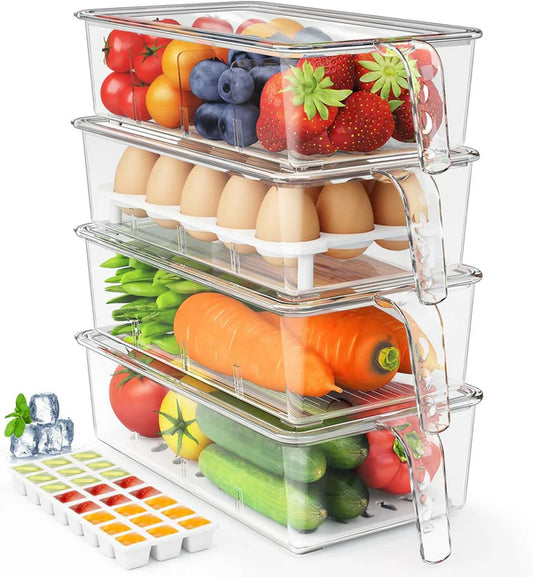 5L Acrylic Refrigerator Storage Container Box with Handle Organiser