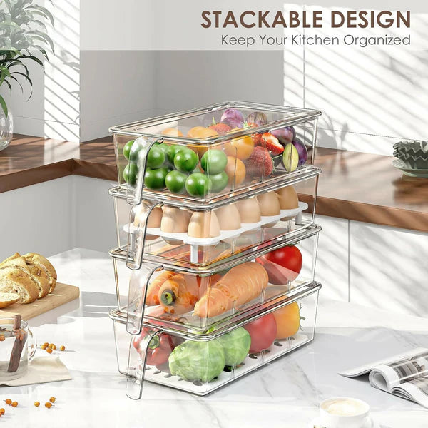 5L Acrylic Refrigerator Storage Container Box with Handle Organiser